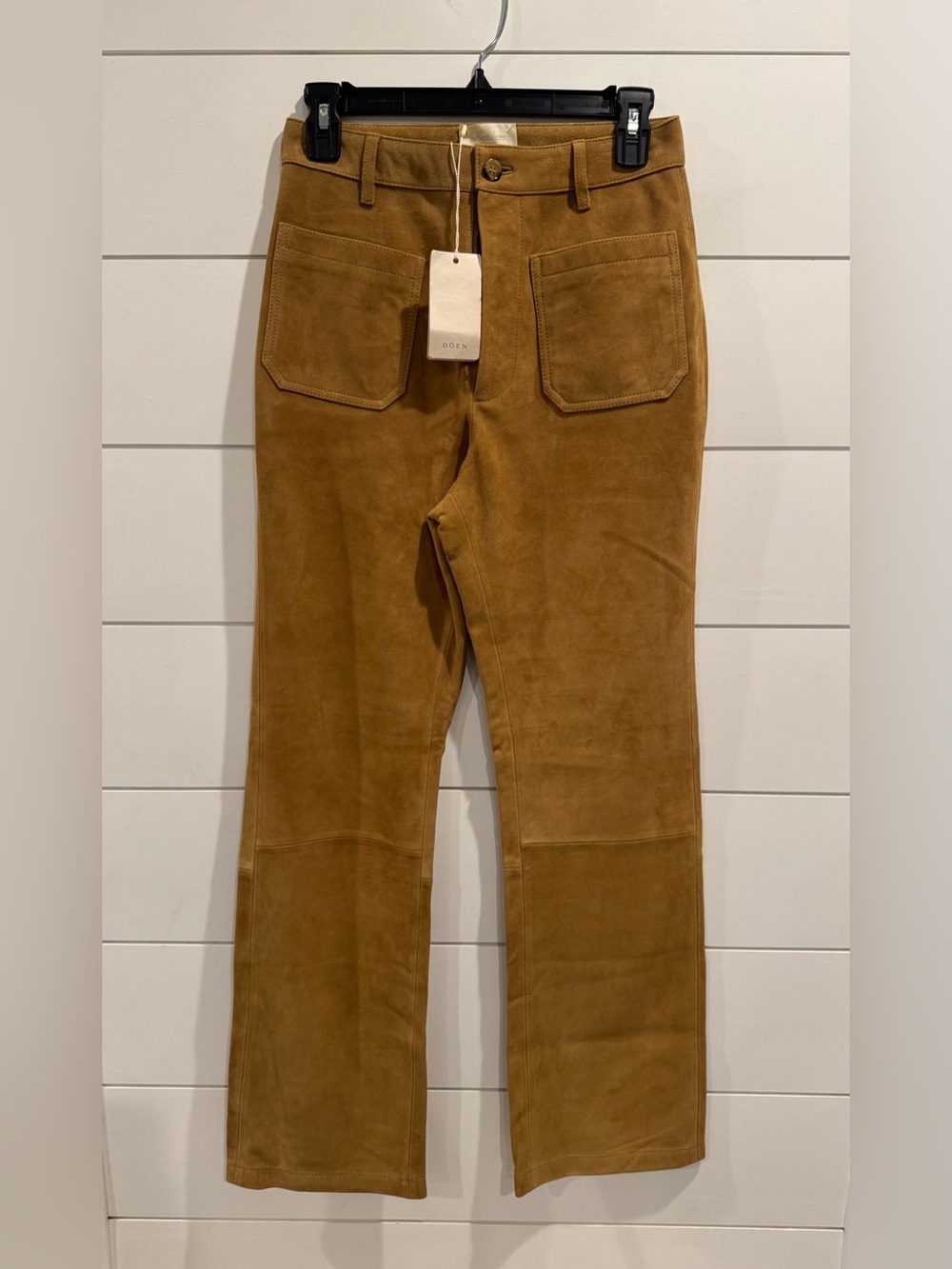 NWT Doen Leah suede leather pants tan